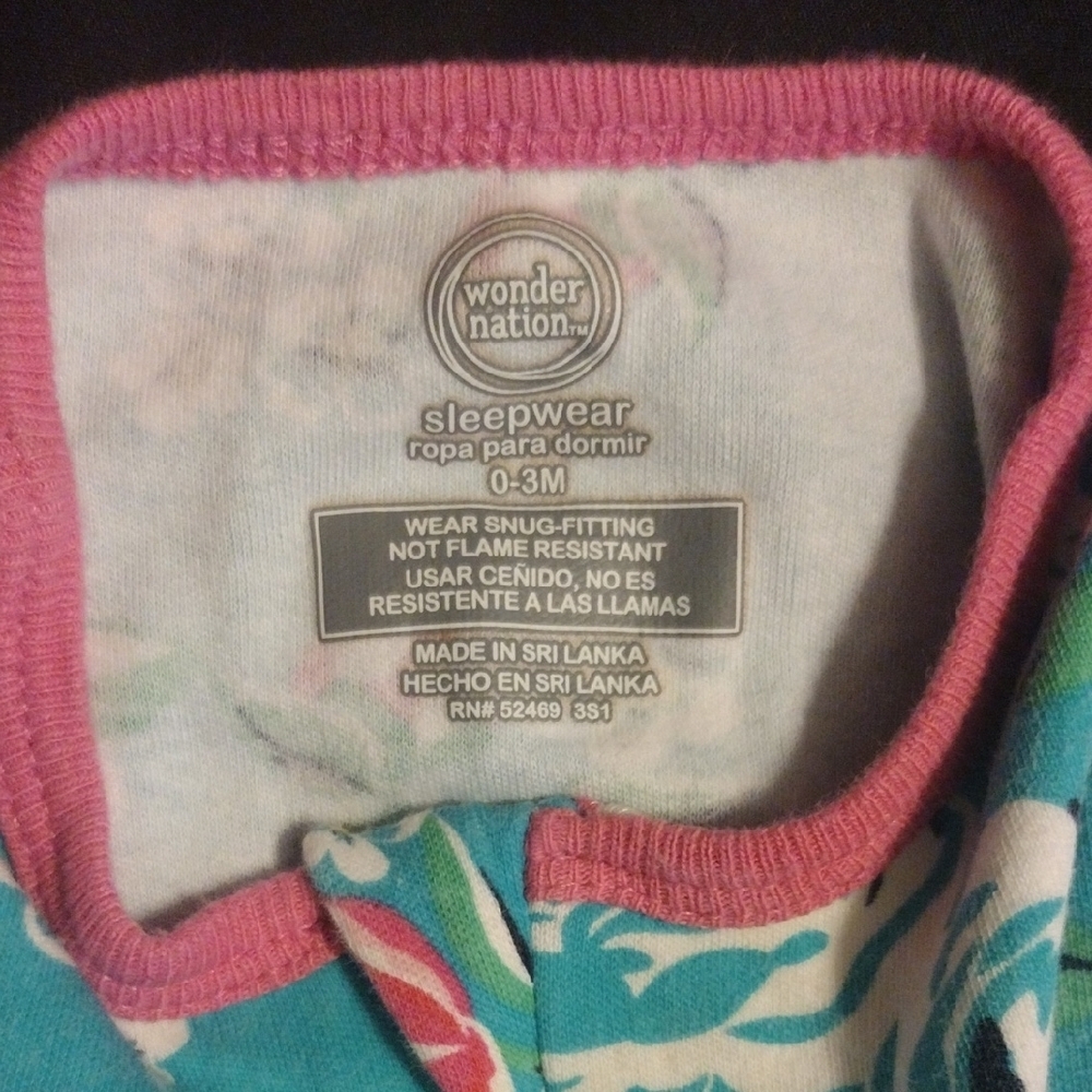 Wonder Nation Floral Footie in Teal and Pink - Picture 6 of 6